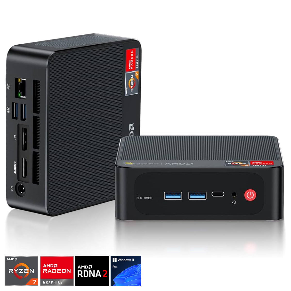 Beelink SER5 Max AMD Ryzen 7 7735U 24GB RAM 1TB SSD Windows 11 Pro Mini PC (Black)
